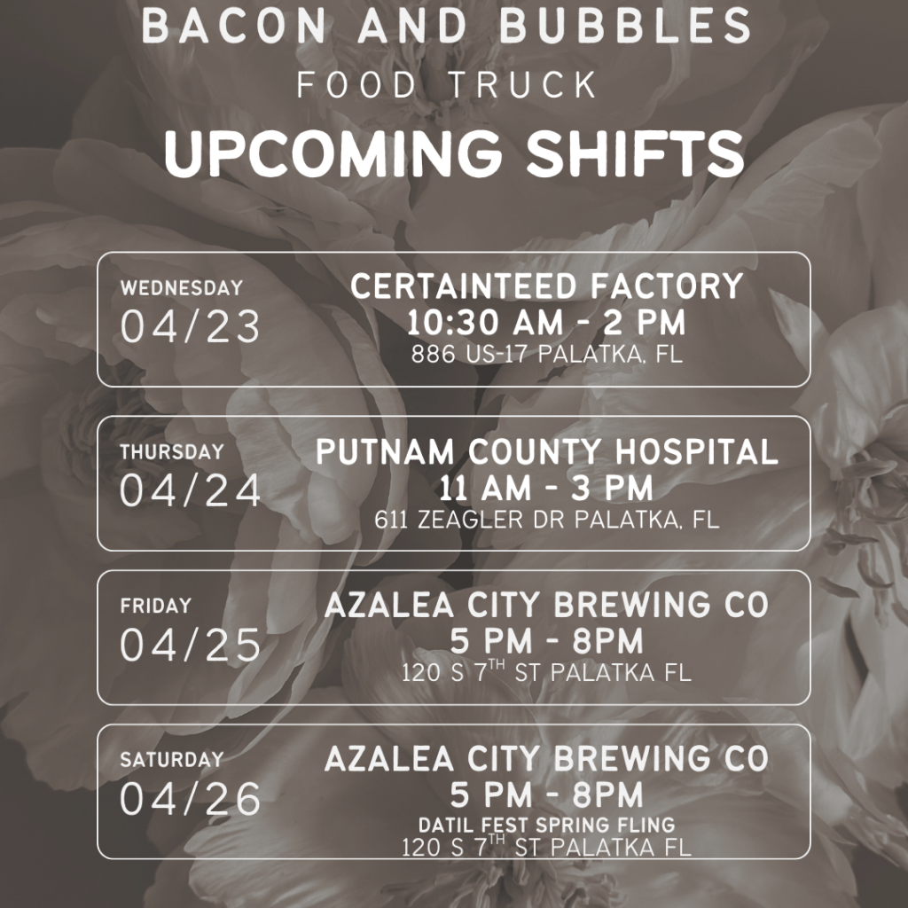bacon and bubbles schedule 4/23